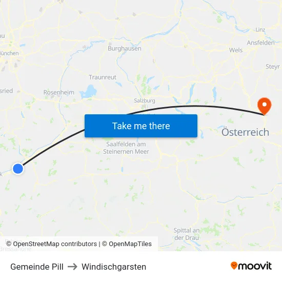 Gemeinde Pill to Windischgarsten map