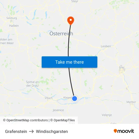 Grafenstein to Windischgarsten map