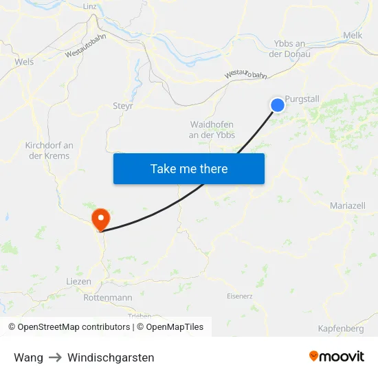 Wang to Windischgarsten map