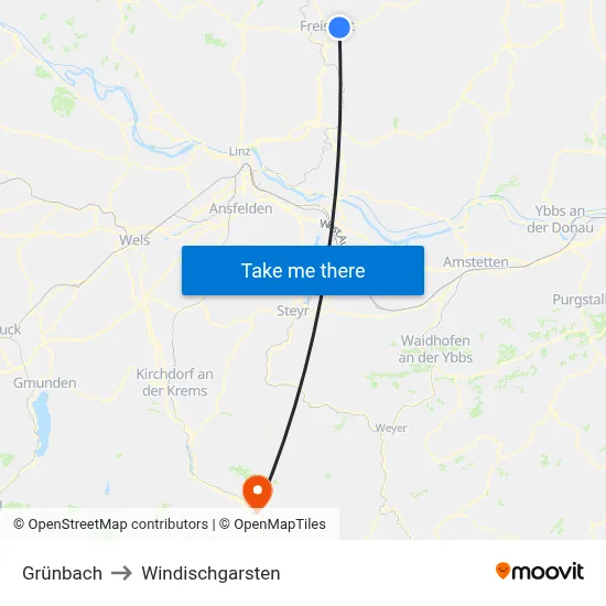 Grünbach to Windischgarsten map