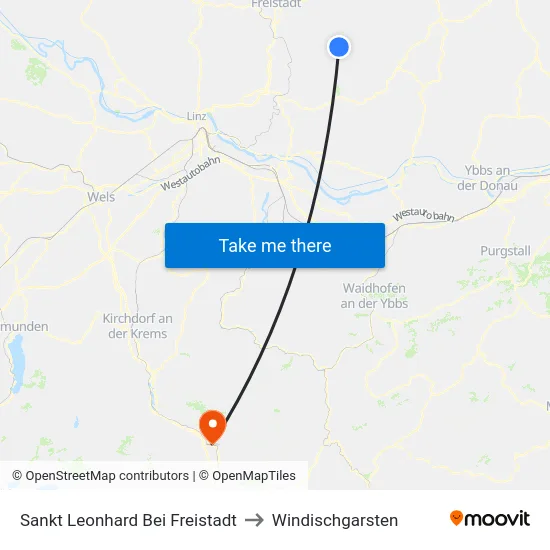 Sankt Leonhard Bei Freistadt to Windischgarsten map