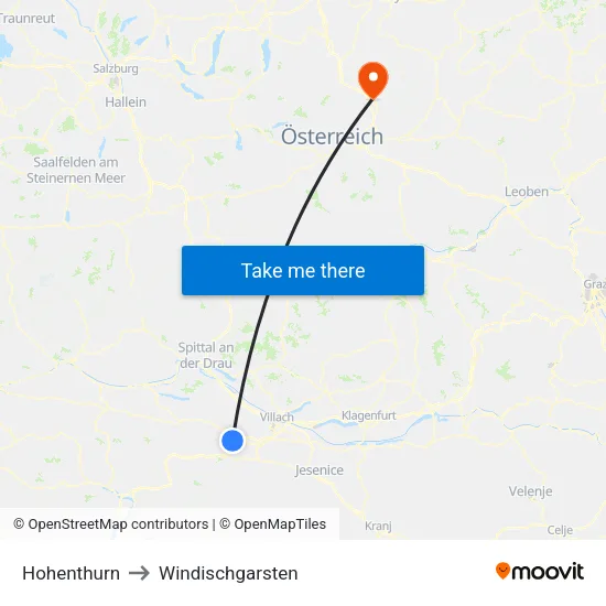 Hohenthurn to Windischgarsten map