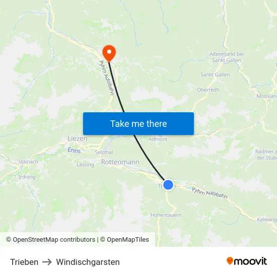 Trieben to Windischgarsten map