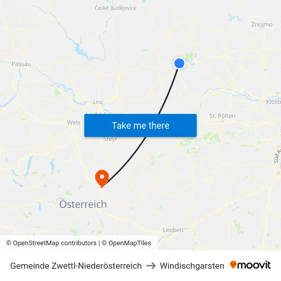 Gemeinde Zwettl-Niederösterreich to Windischgarsten map