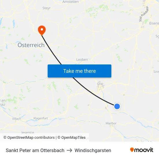 Sankt Peter am Ottersbach to Windischgarsten map
