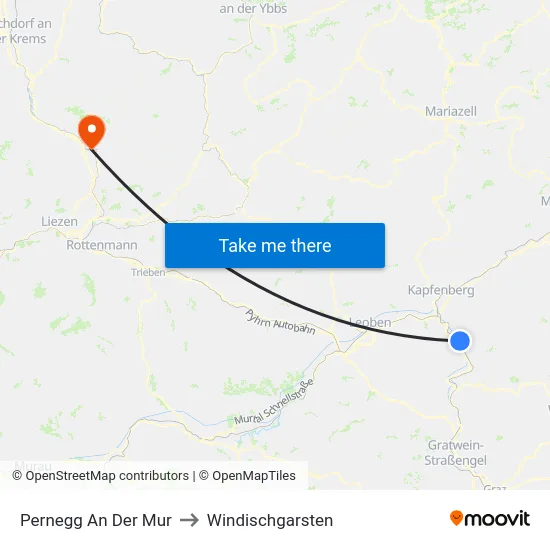 Pernegg An Der Mur to Windischgarsten map