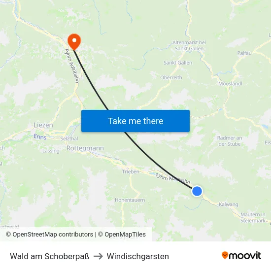 Wald am Schoberpaß to Windischgarsten map