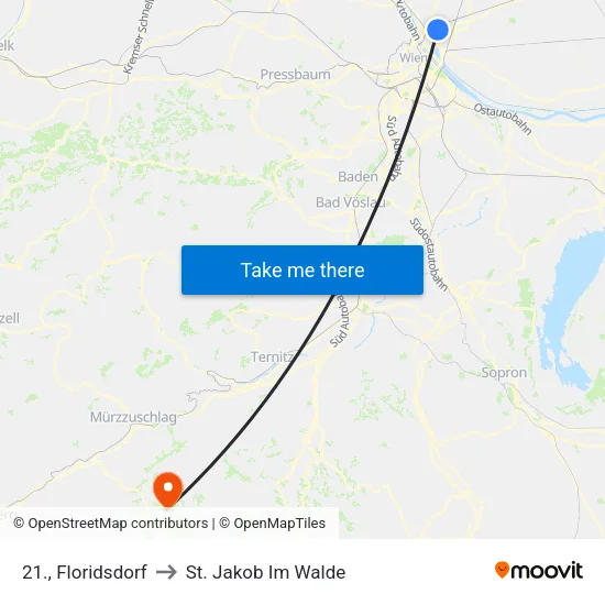 21., Floridsdorf to St. Jakob Im Walde map