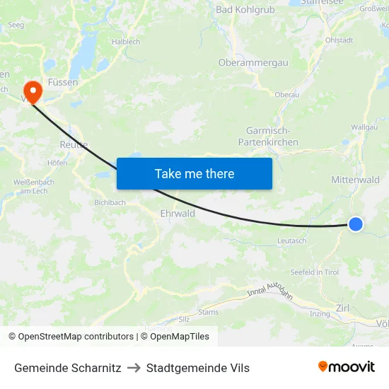 Gemeinde Scharnitz to Stadtgemeinde Vils map