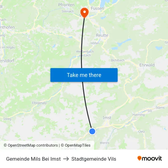 Gemeinde Mils Bei Imst to Stadtgemeinde Vils map