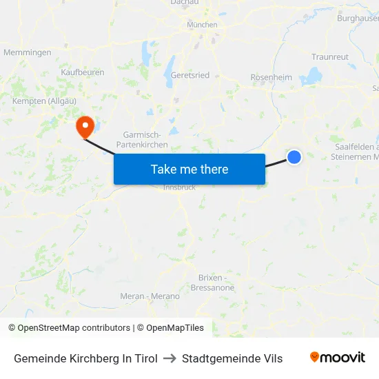 Gemeinde Kirchberg In Tirol to Stadtgemeinde Vils map