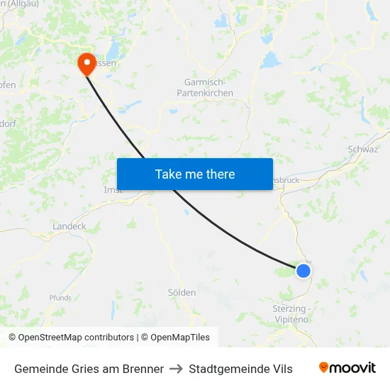 Gemeinde Gries am Brenner to Stadtgemeinde Vils map