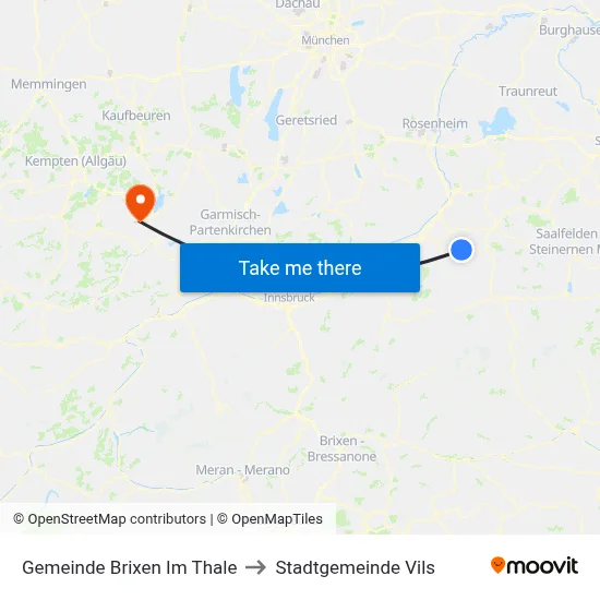 Gemeinde Brixen Im Thale to Stadtgemeinde Vils map