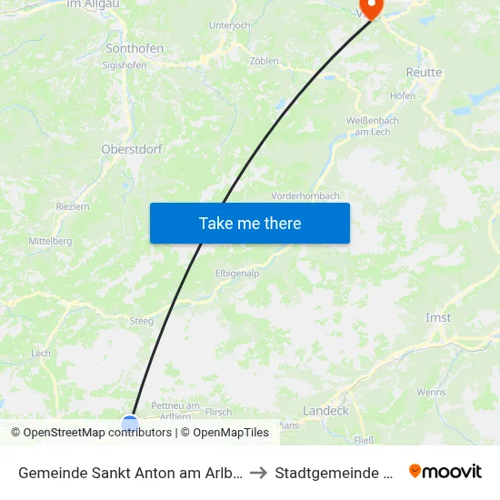 Gemeinde Sankt Anton am Arlberg to Stadtgemeinde Vils map