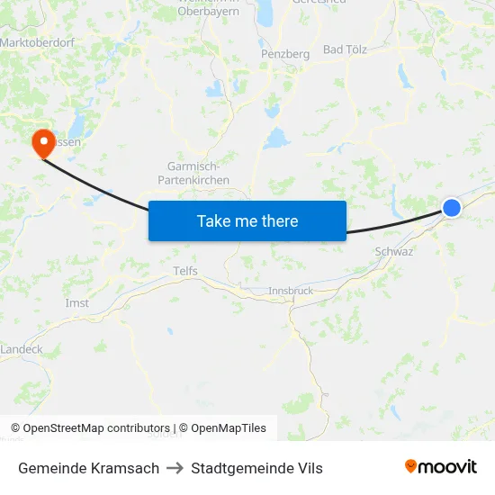 Gemeinde Kramsach to Stadtgemeinde Vils map