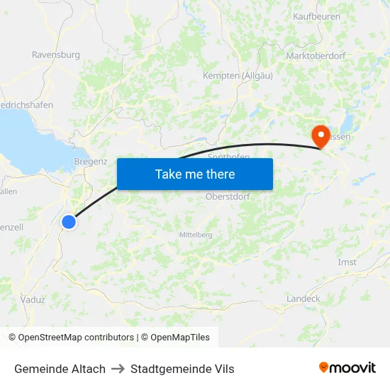 Gemeinde Altach to Stadtgemeinde Vils map
