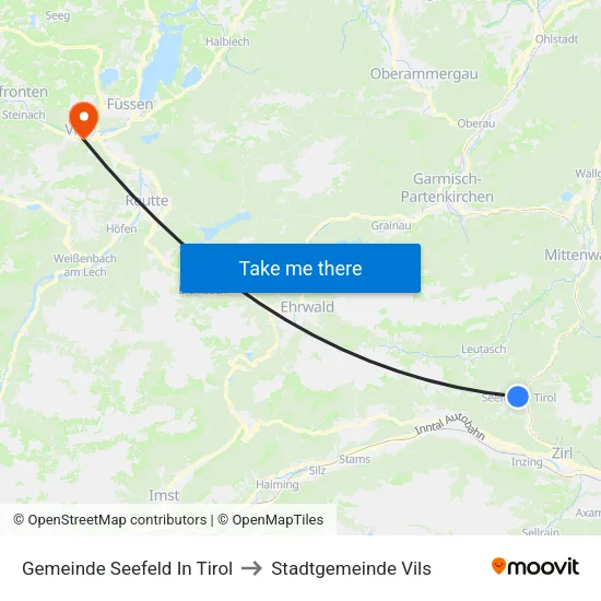 Gemeinde Seefeld In Tirol to Stadtgemeinde Vils map