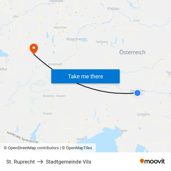 St. Ruprecht to Stadtgemeinde Vils map