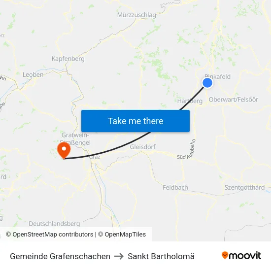 Gemeinde Grafenschachen to Sankt Bartholomä map