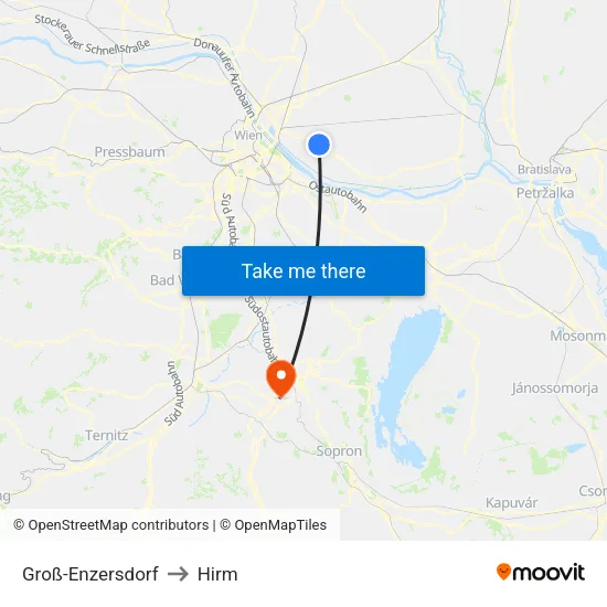 Groß-Enzersdorf to Hirm map