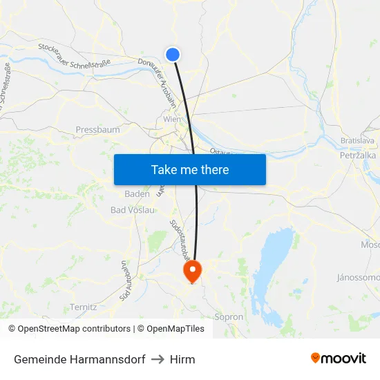 Gemeinde Harmannsdorf to Hirm map