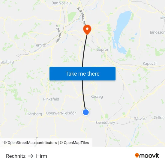 Rechnitz to Hirm map