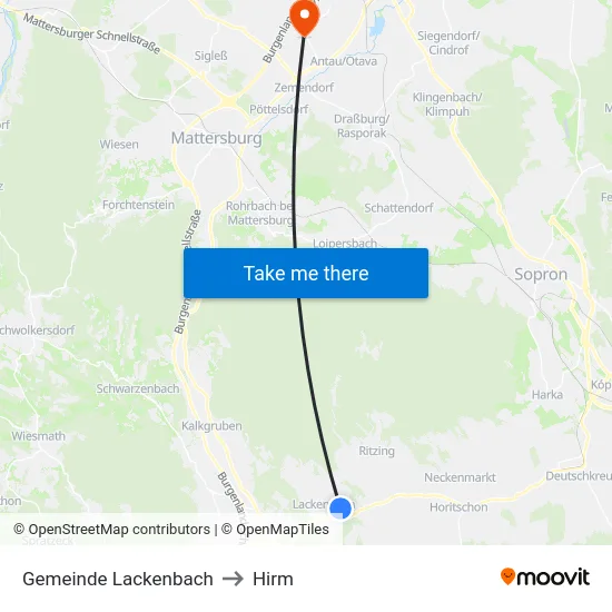 Gemeinde Lackenbach to Hirm map