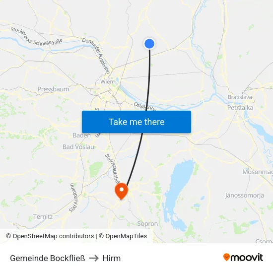 Gemeinde Bockfließ to Hirm map