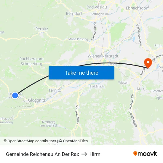 Gemeinde Reichenau An Der Rax to Hirm map