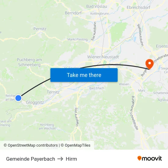 Gemeinde Payerbach to Hirm map