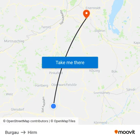 Burgau to Hirm map