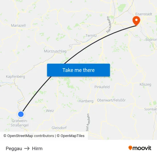 Peggau to Hirm map