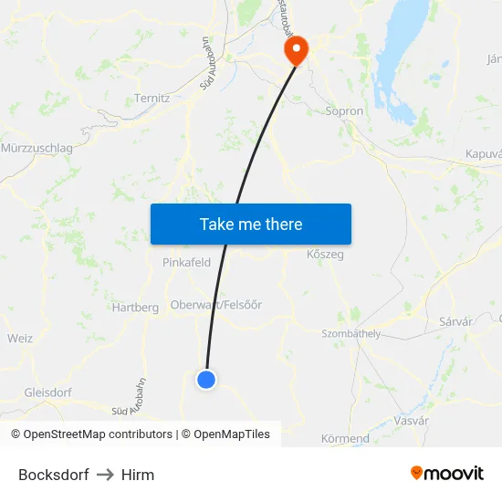 Bocksdorf to Hirm map