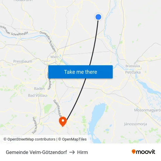 Gemeinde Velm-Götzendorf to Hirm map