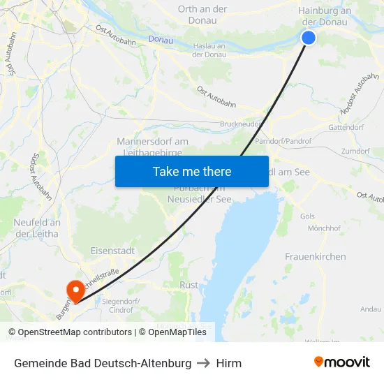 Gemeinde Bad Deutsch-Altenburg to Hirm map