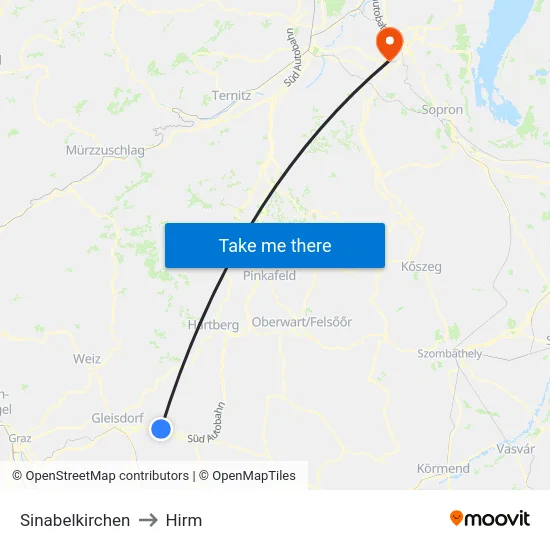 Sinabelkirchen to Hirm map