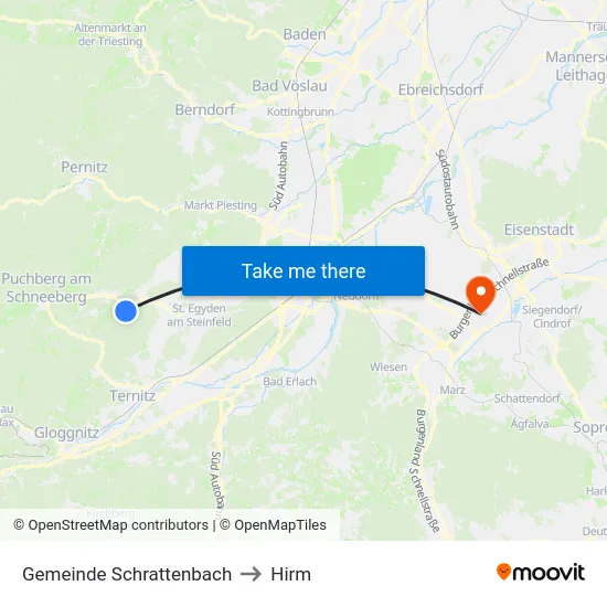Gemeinde Schrattenbach to Hirm map
