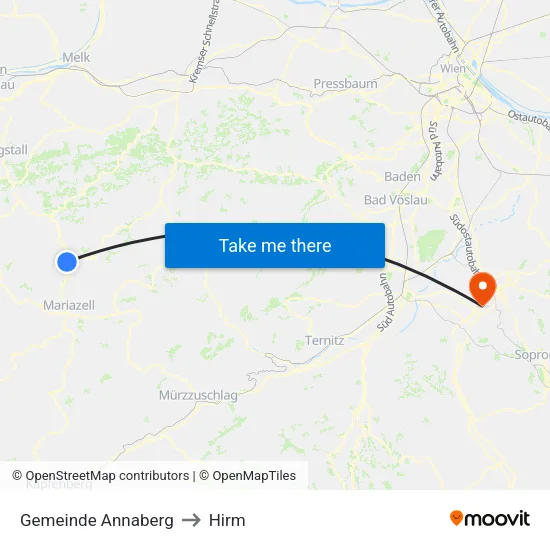 Gemeinde Annaberg to Hirm map