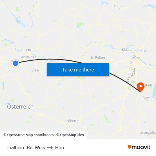 Thalheim Bei Wels to Hirm map