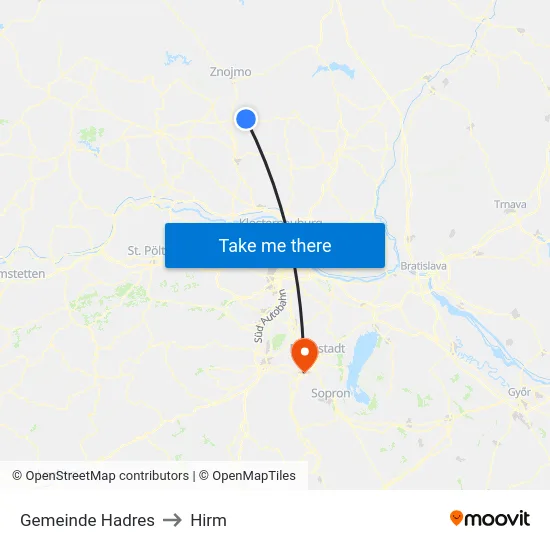 Gemeinde Hadres to Hirm map