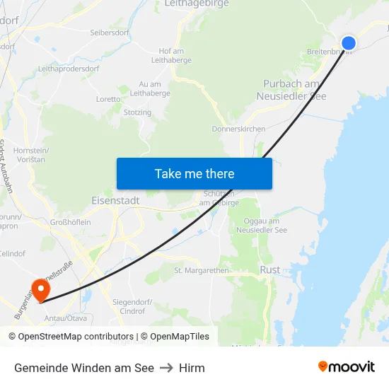 Gemeinde Winden am See to Hirm map