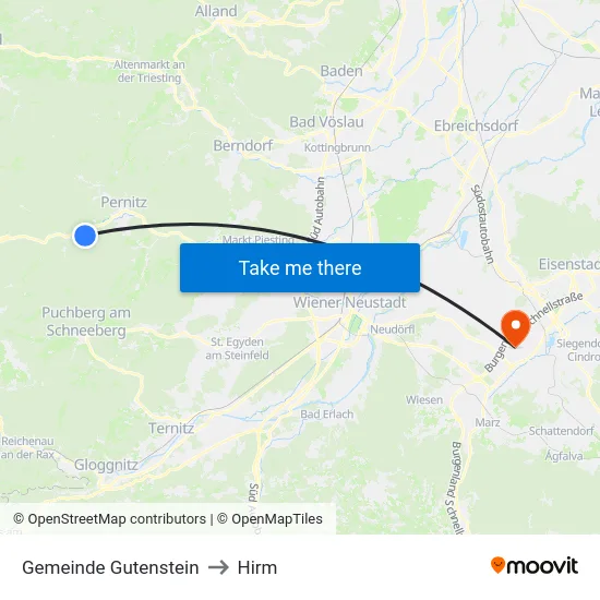 Gemeinde Gutenstein to Hirm map
