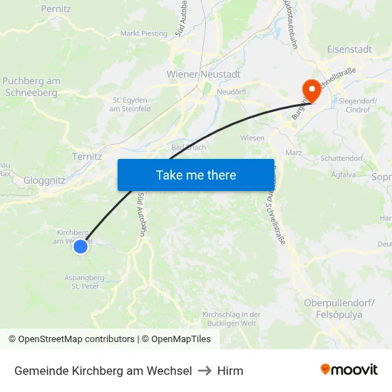 Gemeinde Kirchberg am Wechsel to Hirm map