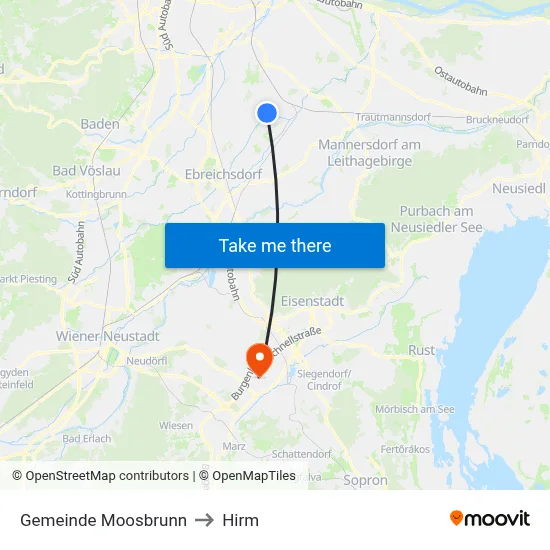 Gemeinde Moosbrunn to Hirm map