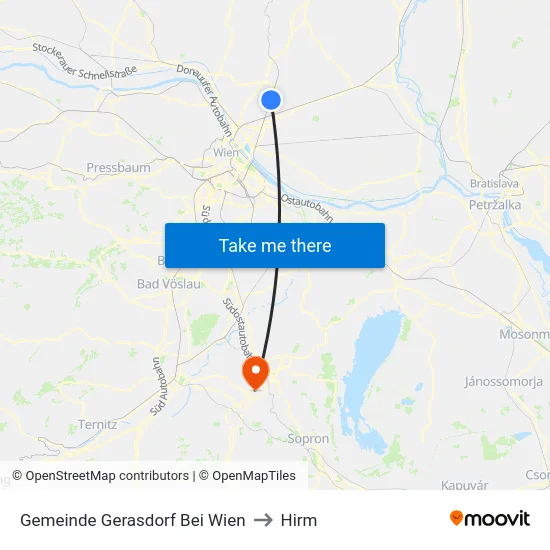 Gemeinde Gerasdorf Bei Wien to Hirm map