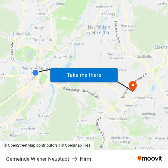 Gemeinde Wiener Neustadt to Hirm map