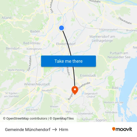 Gemeinde Münchendorf to Hirm map