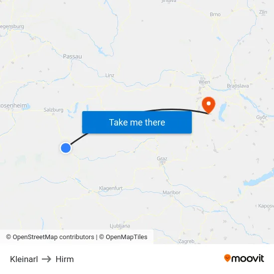 Kleinarl to Hirm map