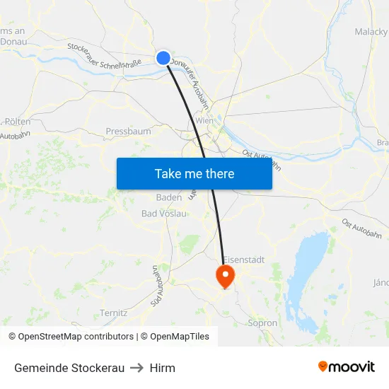 Gemeinde Stockerau to Hirm map