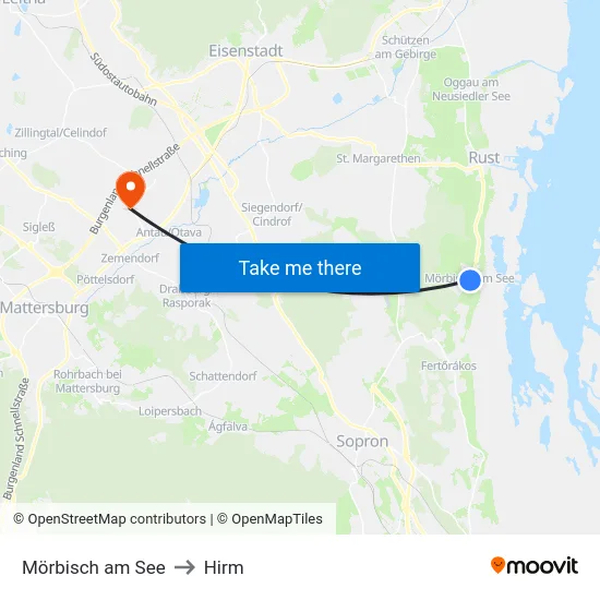 Mörbisch am See to Hirm map